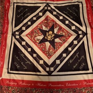 Vintage DAR Mississippi State Society Scarf Nina Akin Patriotic Commemorative